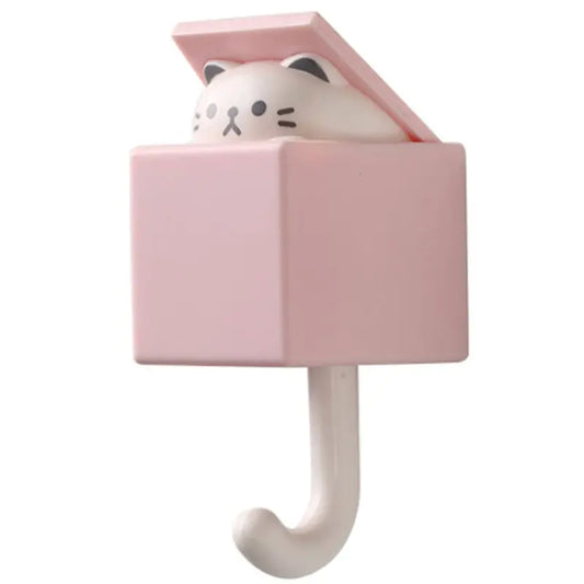 Decorative and Cute Cartoon Cat Hook With White Kitten In The Box