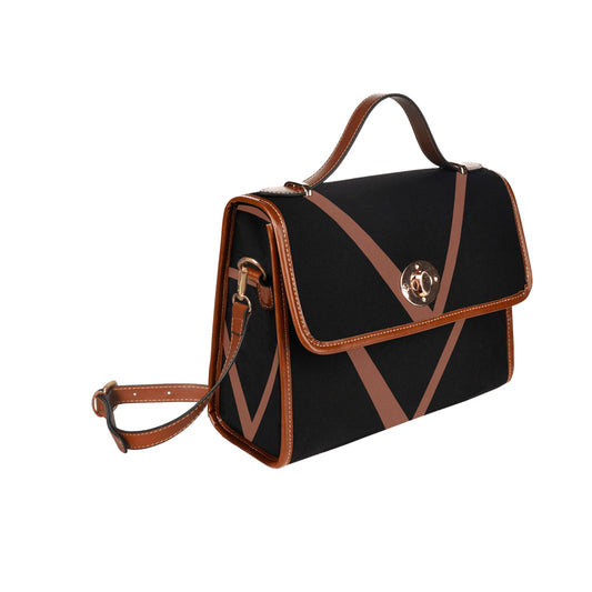 Waterproof Canvas Bag-Brown and Black(All Over Print) (1641)