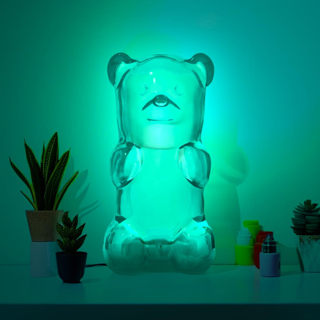 Gummygoods Squeezable Gummy Bear Night Light - Rechargeable, Portable, Squishy Lamp, 60-Min Sleep Timer - Ideal for Kids, Baby Nursery, Adults and Dorm Rooms (Aquaberry)