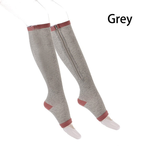 Title: "ZipFit Comfort" - Unisex Compression Socks with Zipper