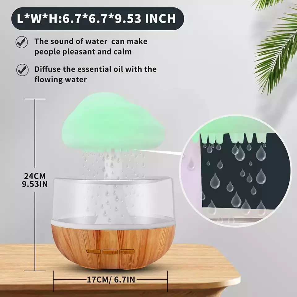 Wholesale Raining Cloud Aroma  Lamp Aromatherapy Essential Oil Diffuser Micro Humidifier Raining Cloud Night Light