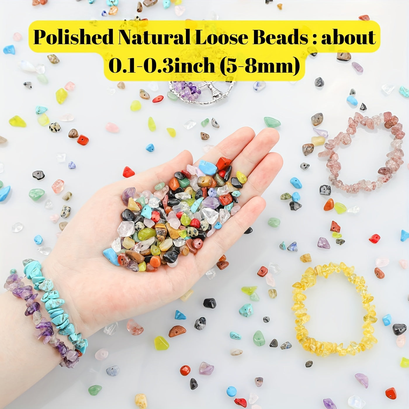 500pcs 5-8mm Natural Chip Stone Beads Multicolor Irregular Crystal Loose Rocks Beads Hole Drilled For DIY Bracelet Necklace Earrings Jewelry Making Craft Supplies