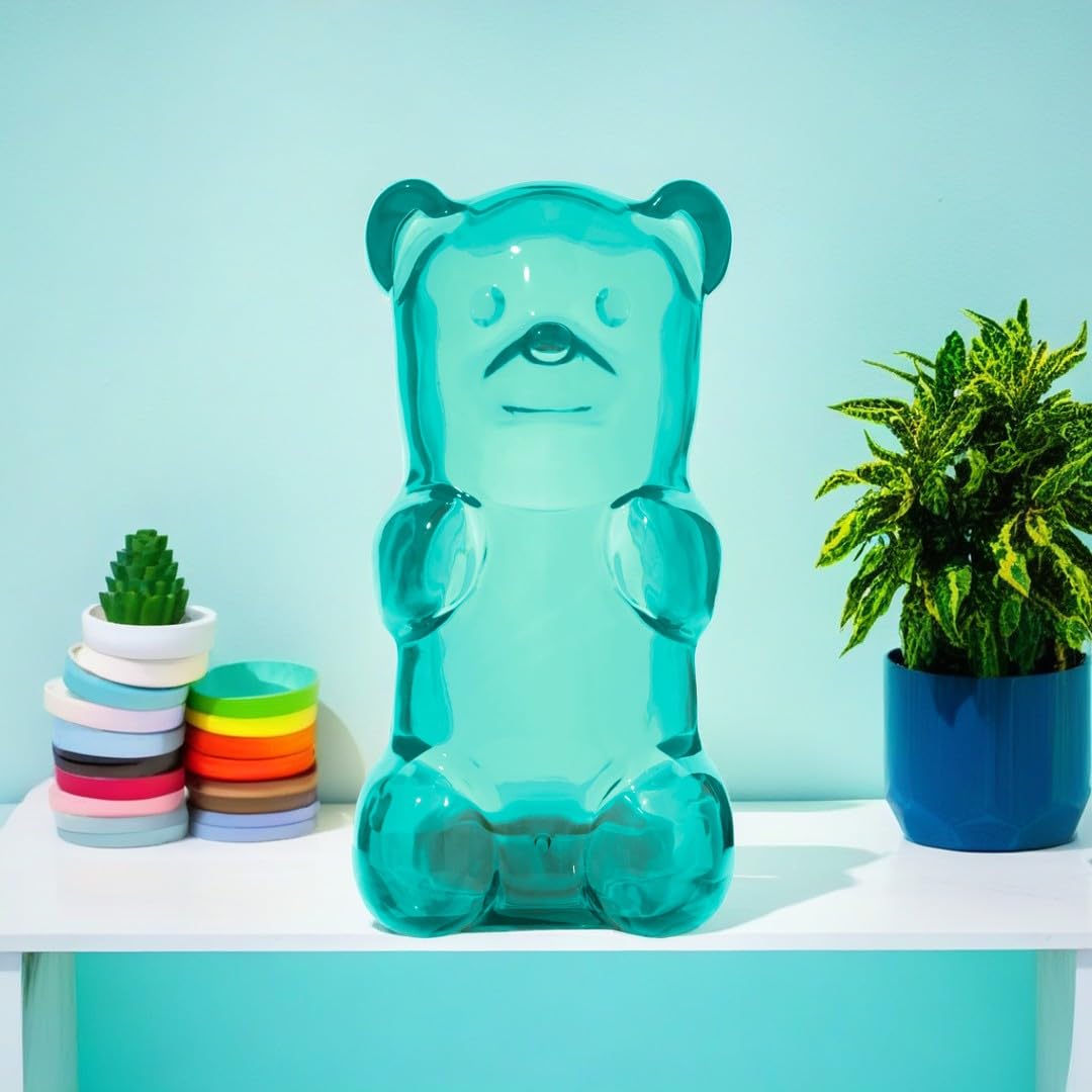 Gummygoods Squeezable Gummy Bear Night Light - Rechargeable, Portable, Squishy Lamp, 60-Min Sleep Timer - Ideal for Kids, Baby Nursery, Adults and Dorm Rooms (Aquaberry)