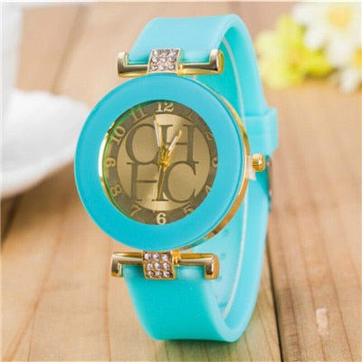 New simple leather Brand Geneva Casual Quartz Watch Women Crystal Silicone Watches Wrist Watch