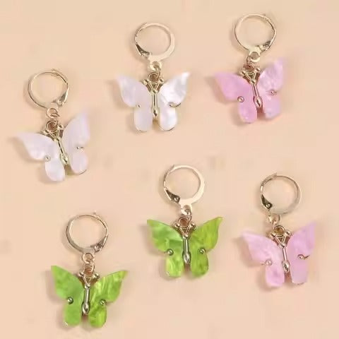 Butterfly Necklace Female Summer Clavicle Chain Fairy Temperament Forest Colorful Resin Butterfly Earrings Creative Jewelry Set