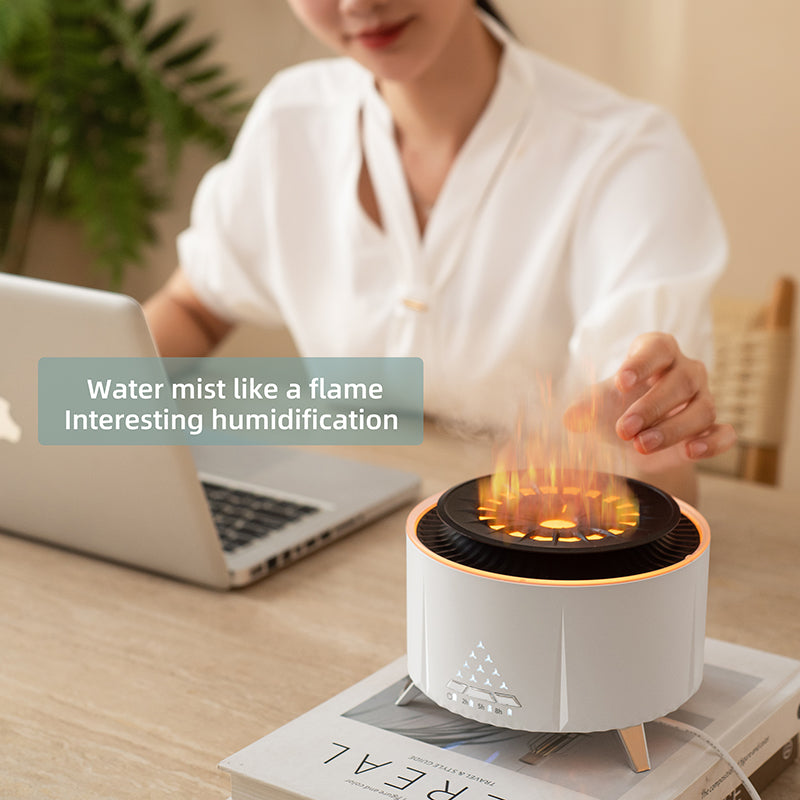 New Arrival Remote Control Volcano Humidifier Diffuser Wholesale Fire Flame Diffuser With Lights