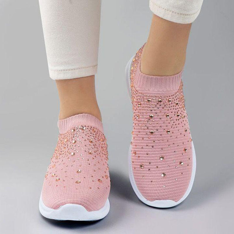 Beautiful and Comfortable Rhinestone Flyknit Sneakers