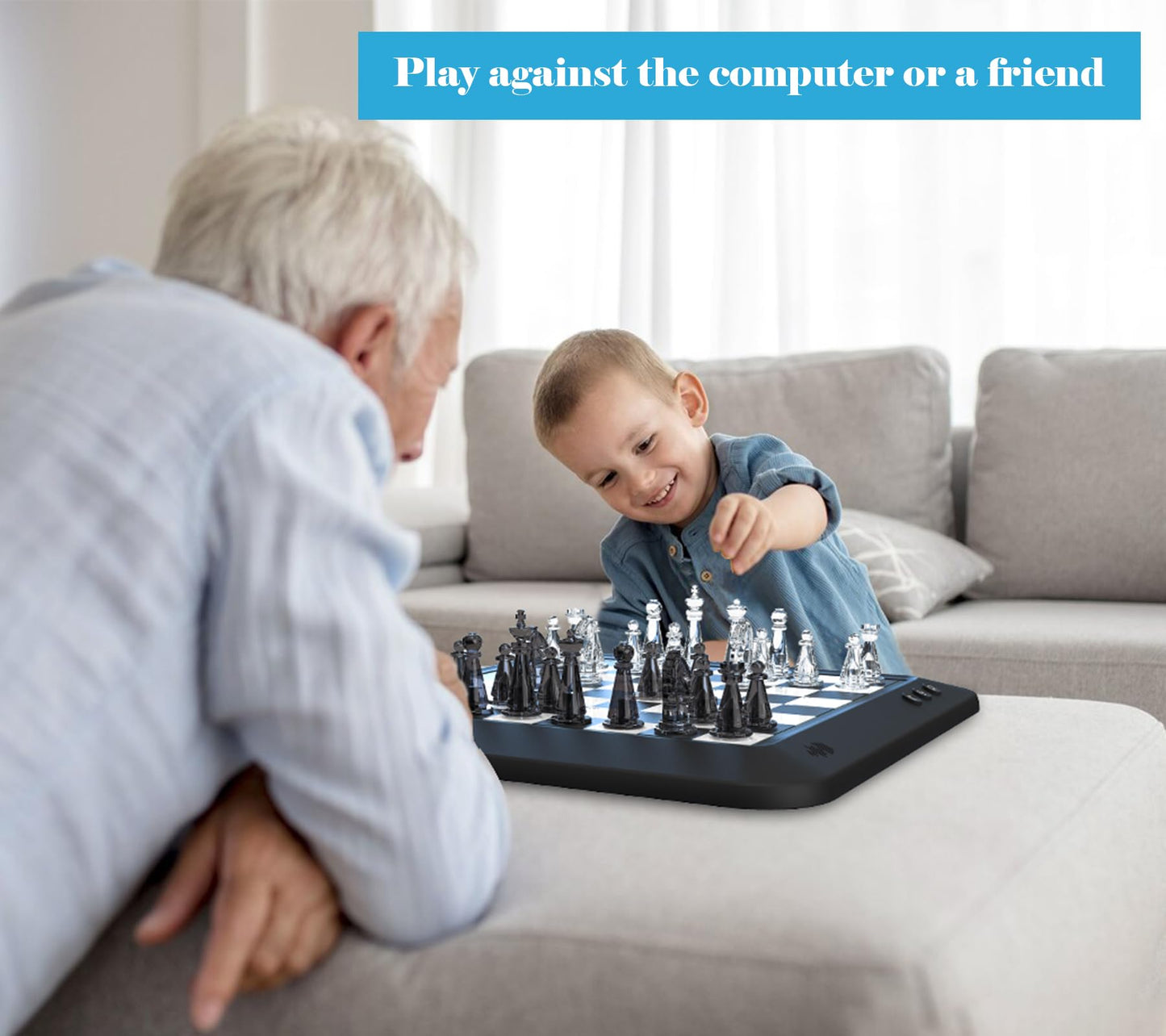 Vonset P6 Computer Chess Game Talking Smart Chess Board Electronic Chess Set Magnetic Chess Computer with LED for Beginners Electronic Chess Board for Kids & Adults Learn Chess