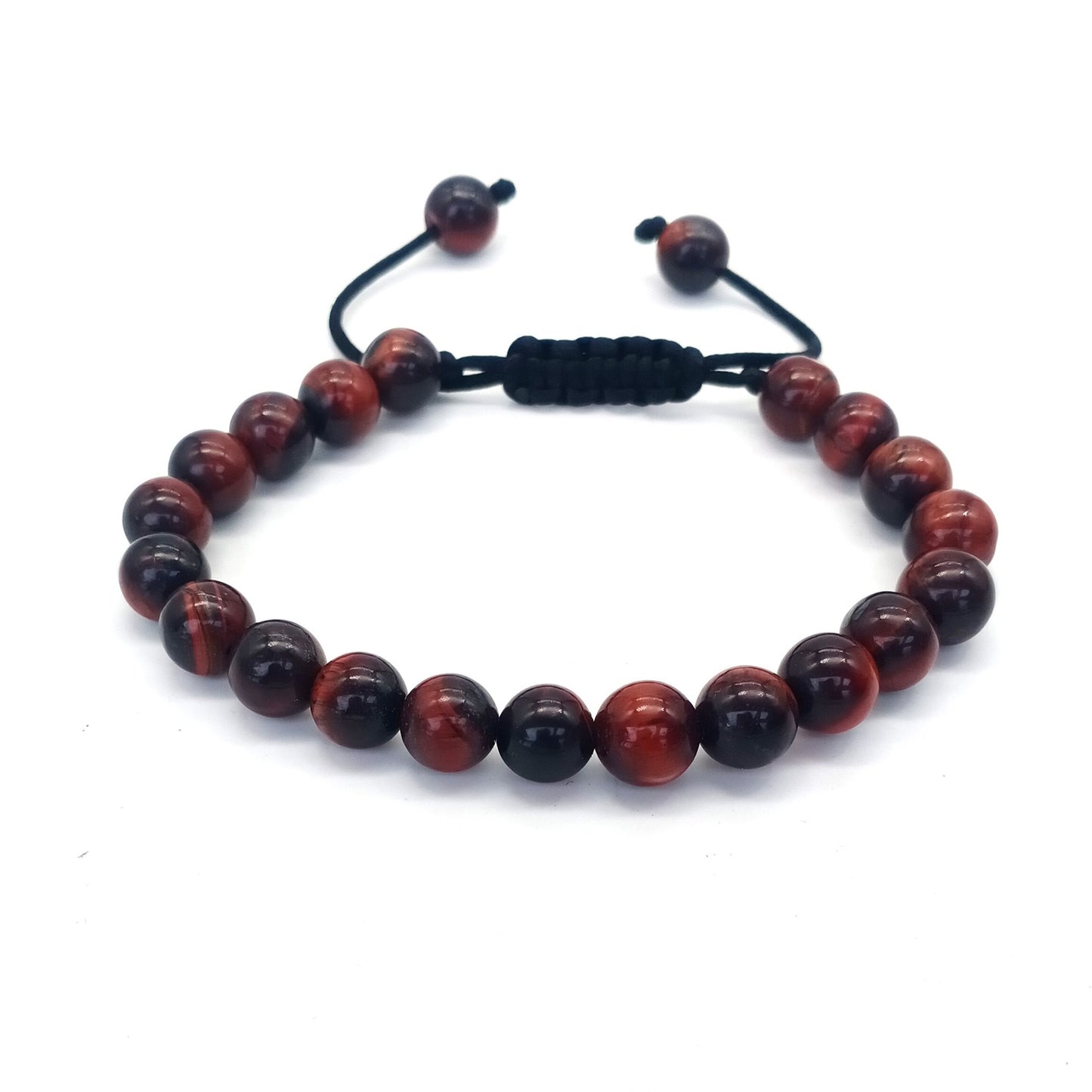 8mm Tiger Eye Stone Beads Bracelet Adjustable Braided Rope Bangles Natural Lava Rock Men Women Yoga Healing Balance Bracelets