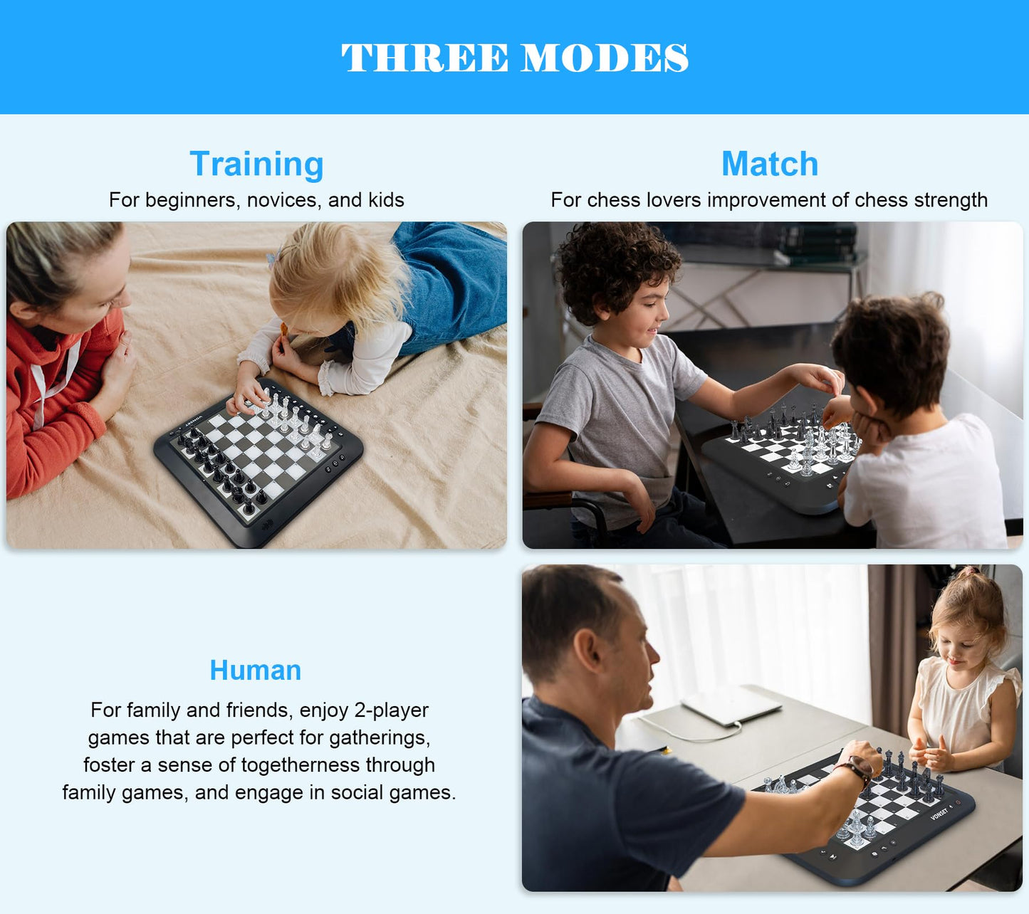 Vonset P6 Computer Chess Game Talking Smart Chess Board Electronic Chess Set Magnetic Chess Computer with LED for Beginners Electronic Chess Board for Kids & Adults Learn Chess