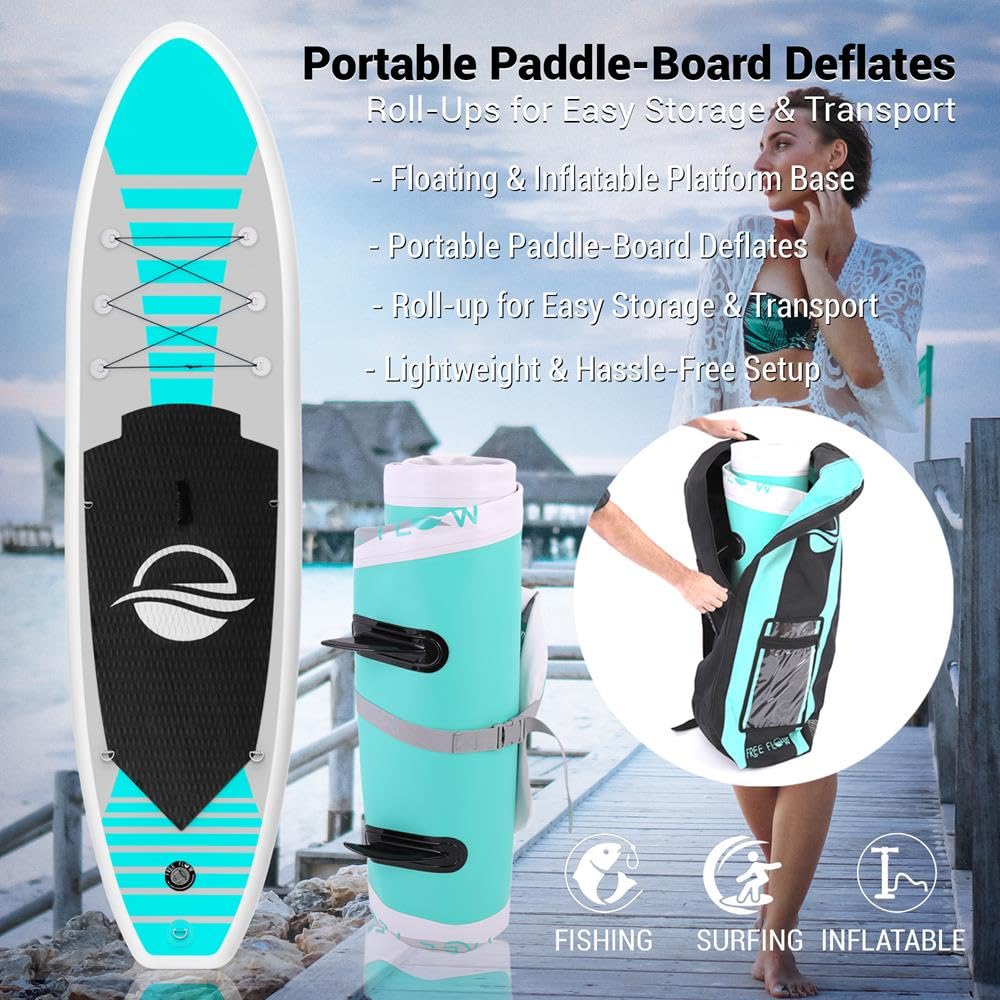 SereneLife Stand up Paddle Board Inflatable - Non-Slip SUP Paddle Board Paddle, Pump, Leash, and Accessories - Fun Water inflatable paddle board for Adults and Youth with Wide Stable Design