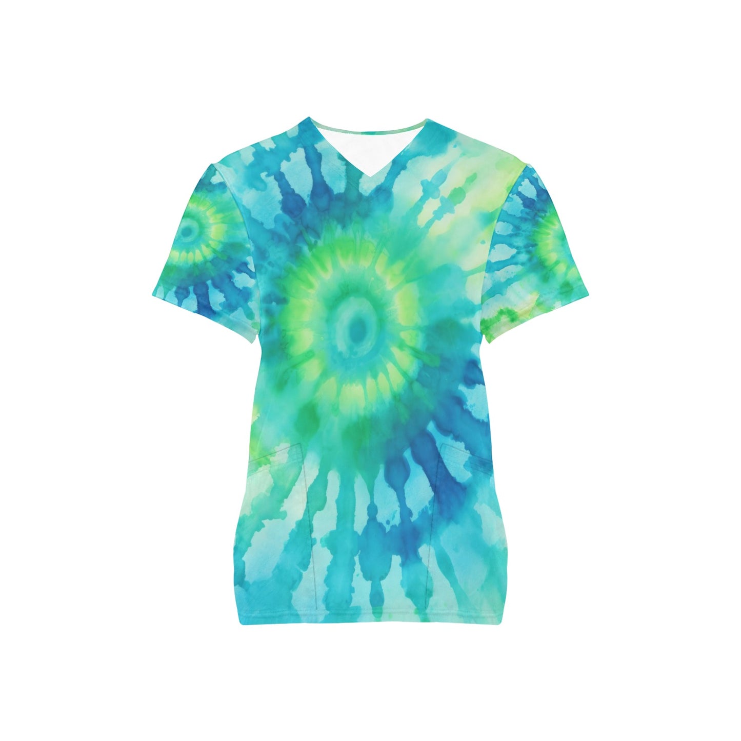 All Over Print Tie-Dye T-Shirt in the Colours of the Sea.