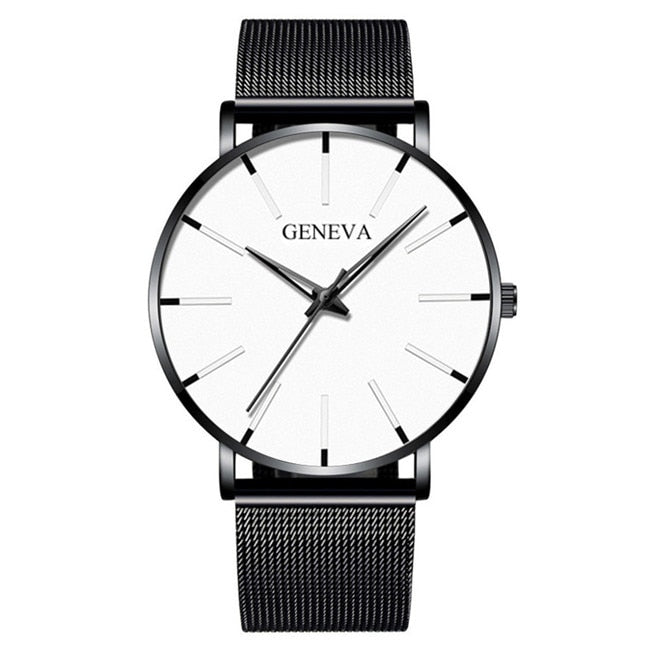 Minimalist Men's Fashion Ultra Thin Watches Simple Men Business Stainless Steel Mesh Belt Quartz Watch Relogio Masculino