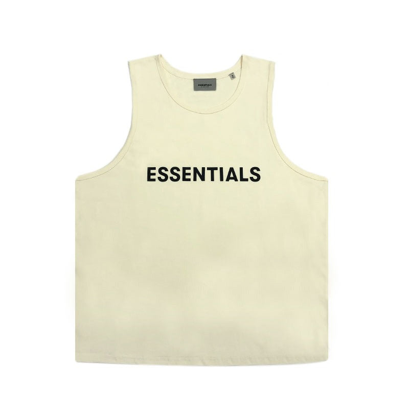 Essentials Letter T Shirt Vest Trendy High Street Casual Bottom Shirt for Men