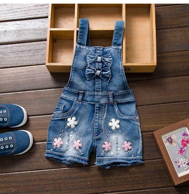 SPRING Summer US Style girl´s jeans dungarees jumpsuits Straps Short Pants Cowboy Blue