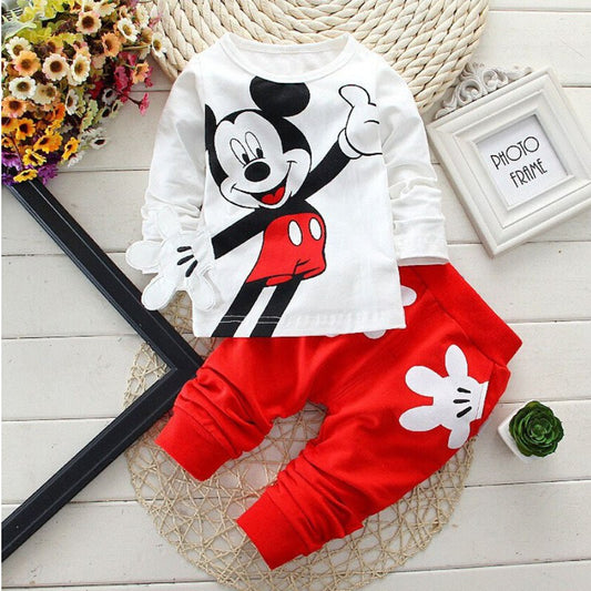 Cartoon Leisure Baby Clothes Set: T-shirt + Pants