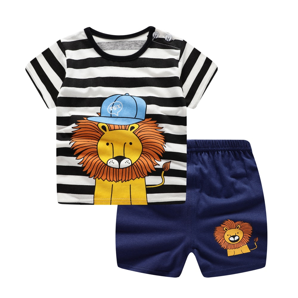 Baby Boys Clothing Sets Baseball Uniform 2pcs/Set  Baby Girls Clothes Cartoon Blue Whale Short Sleeve Infant Cotton Underwear