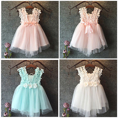 Elegant Baby Girl Princess Party Dress - Pearl Lace Tulle Flower Gown