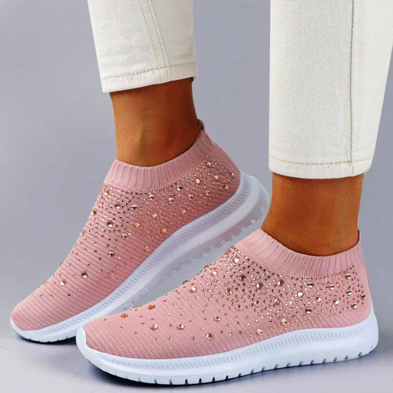 Beautiful and Comfortable Rhinestone Flyknit Sneakers