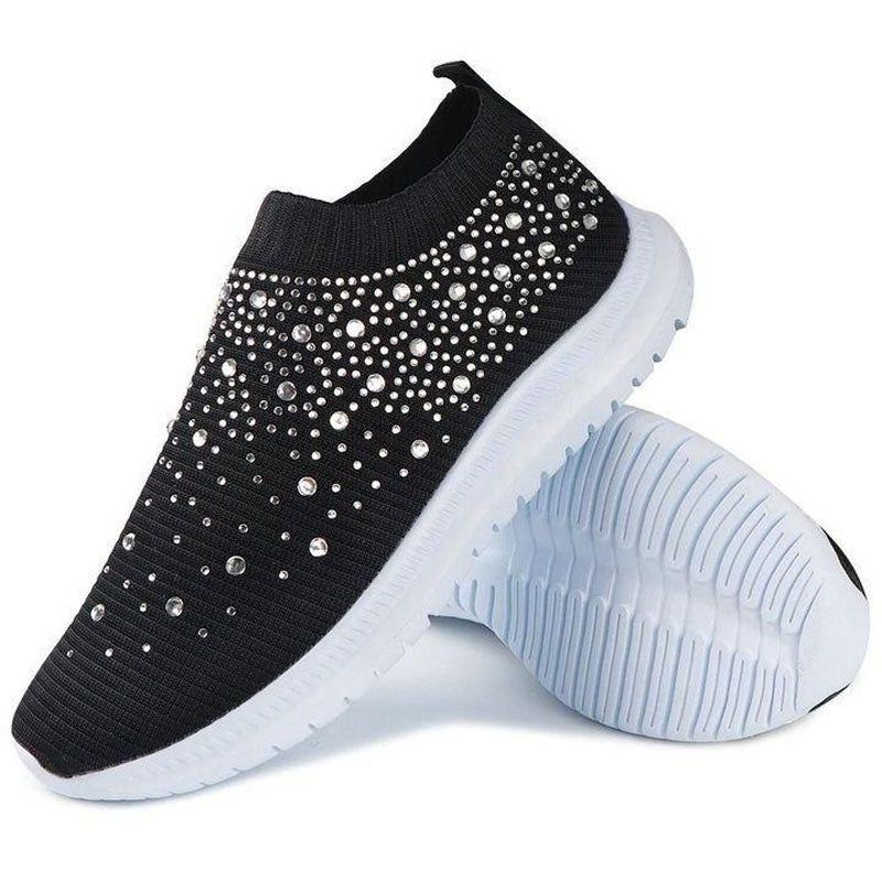 Beautiful and Comfortable Rhinestone Flyknit Sneakers