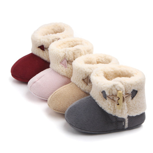 Fashion Winter Baby Boots Infant Girls Boys Warm Ankle Snow Boots Toddler Fur Plush Insole Buckle Boots Shoes