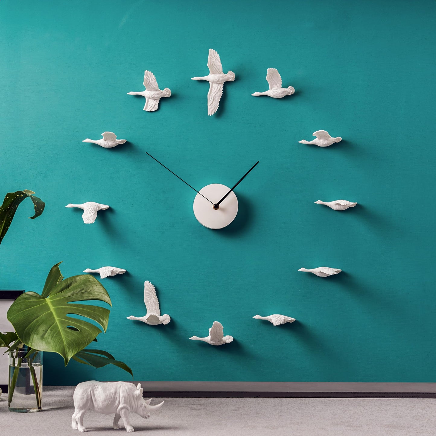 Haoshi Creative Handcrafted Decorative Wall Clock - Timeless Artistic Wall Decor & Luxury Details with Lifelike Bird Movement, Modern Frameless 25" White large Clocks for Unique Living Room Decor