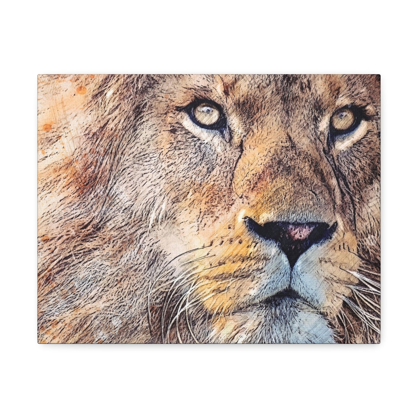 Stretched Canvas Lion Portrait The King of the Animals