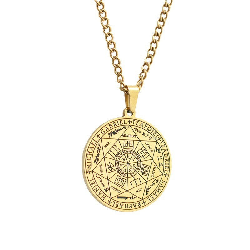 Stainless Steel Necklace Jewelry Seven Angels Magic Circle Pendant DIY Accessories Men's Necklace