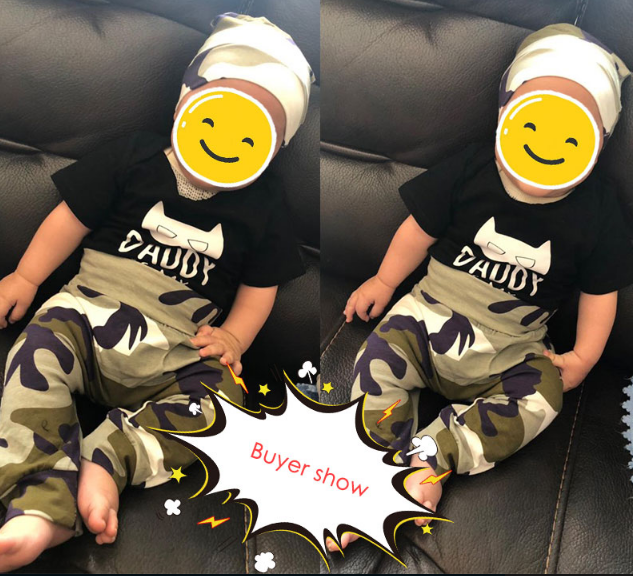 Wisefin Boy Clothing Infant Camo Black Baby Clothes Set Summer For Boy 3 Piece Cartoon Print Kids Outfit With Hat For Newborn