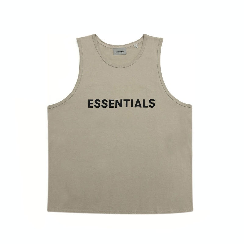 Essentials Letter T Shirt Vest Trendy High Street Casual Bottom Shirt for Men