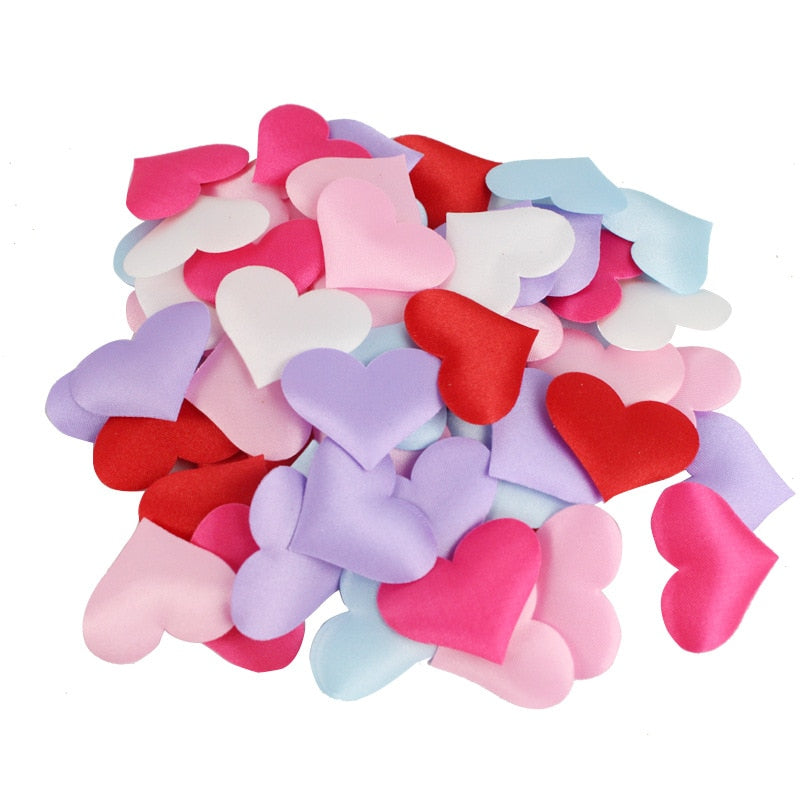 50 Pcs 32mm Romantic Sponge Satin Fabric Heart Petals Wedding Confetti Table Bed Heart Petals Wedding Valentine Decoration