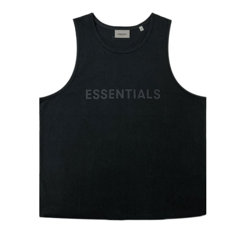 Essentials Letter T Shirt Vest Trendy High Street Casual Bottom Shirt for Men