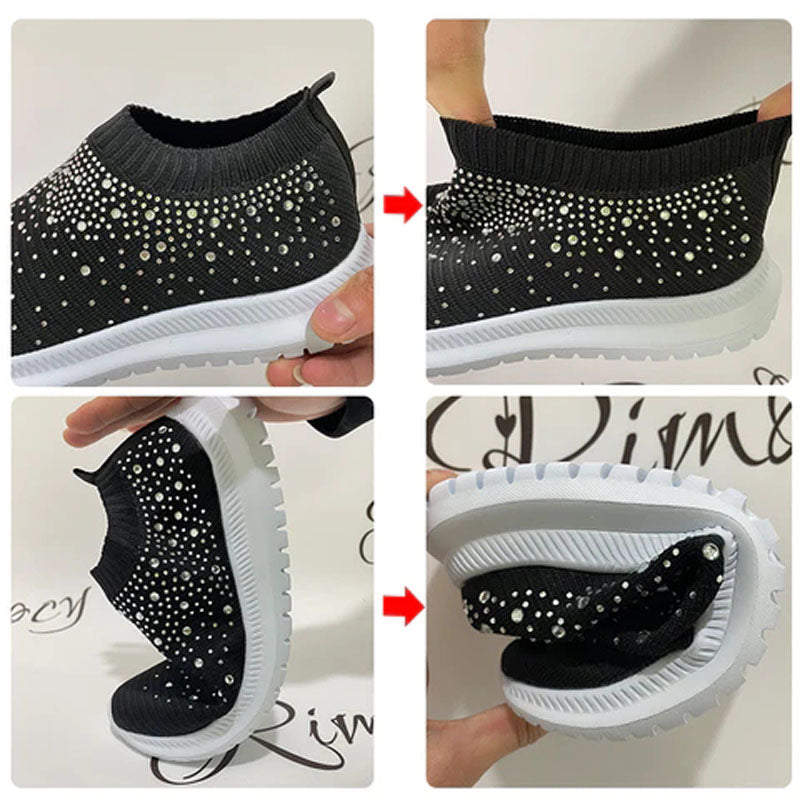 Beautiful and Comfortable Rhinestone Flyknit Sneakers