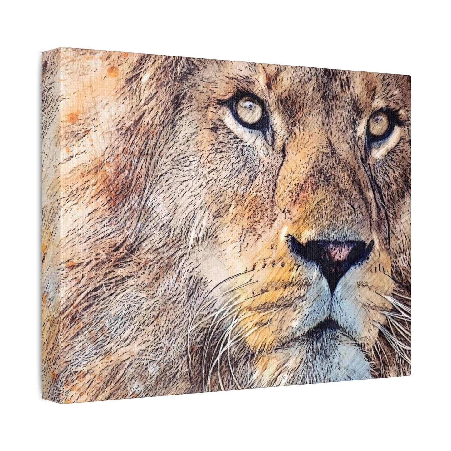 Stretched Canvas Lion Portrait The King of the Animals