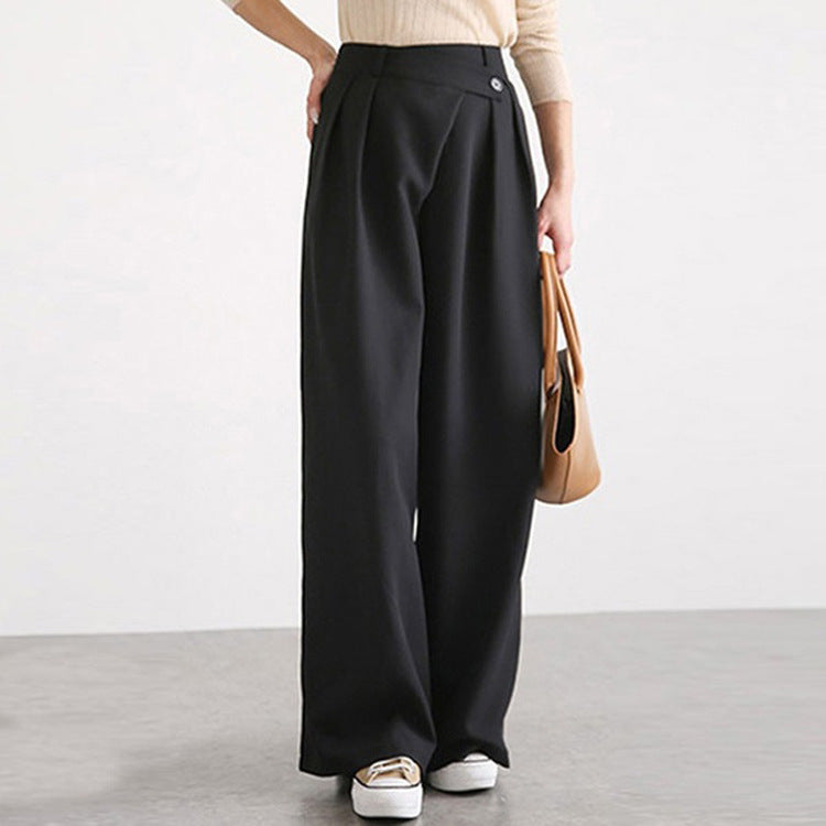 New Women's Fashion Personality Irregular Belt Design Wide Leg Pants