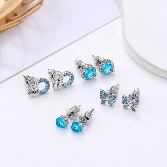 Hot Pearl Butterfly Love Flower Bow Knot Ear Pin Jewelry 8-piece Set