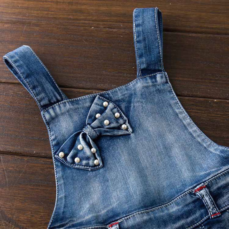 SPRING Summer US Style girl´s jeans dungarees jumpsuits Straps Short Pants Cowboy Blue