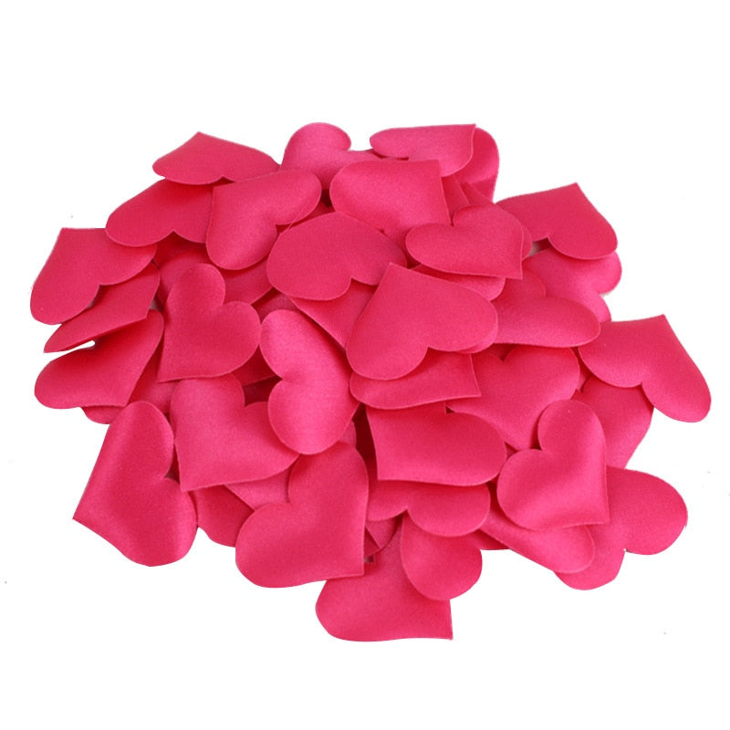 50 Pcs 32mm Romantic Sponge Satin Fabric Heart Petals Wedding Confetti Table Bed Heart Petals Wedding Valentine Decoration