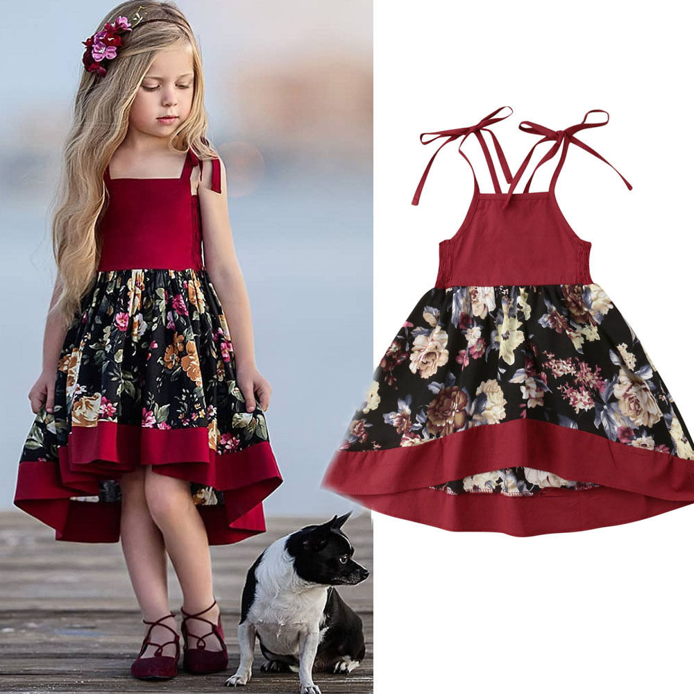 Sweet Toddler Baby Girls Sleeveless Dress Party Princess Floral Sundress Outfit