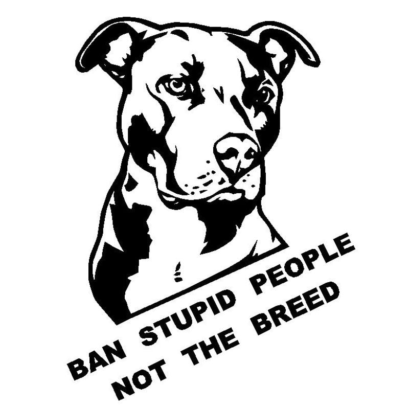 20CM*26CM Ban Stupid People Not The Breed Pitbull Car Sticker And Decals Motorcycle Car Styling Accessories