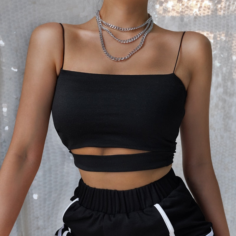 New Fashion Hot Sexy Women Summer Sexy Casual Sleeveless Cut-Out Short Tee Shirt Crop Top Vest Strap Tank Top Blouse