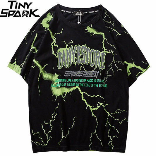 2019 T Shirt Mens Hip Hop Dark Lightning Tshirt Streetwear Summer Cotton Harajuku T-Shirts