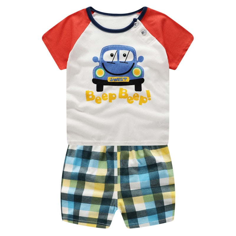 Baby Boys Clothing Sets Baseball Uniform 2pcs/Set  Baby Girls Clothes Cartoon Blue Whale Short Sleeve Infant Cotton Underwear