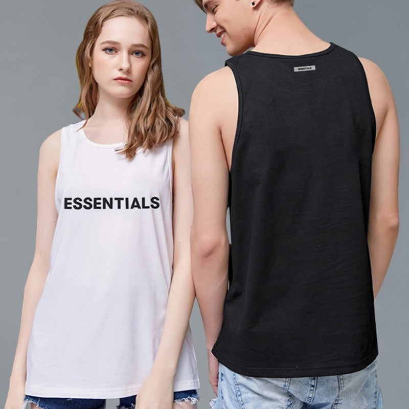 Essentials Letter T Shirt Vest Trendy High Street Casual Bottom Shirt for Men