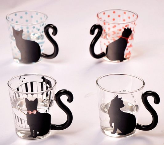 Cute Creative Cat Kitty Cup Tea /Milk/ Coffee Glass Mug Home Office Cup Fruit Juice