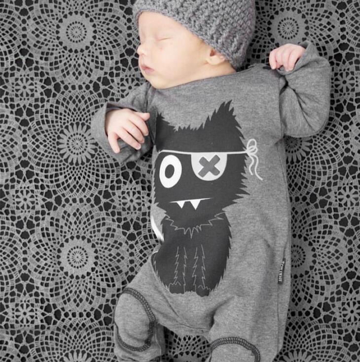 Infant Cartoon Baby Clothes Girl&Boys Long Sleeve Cat Print Cute Baby Rompers