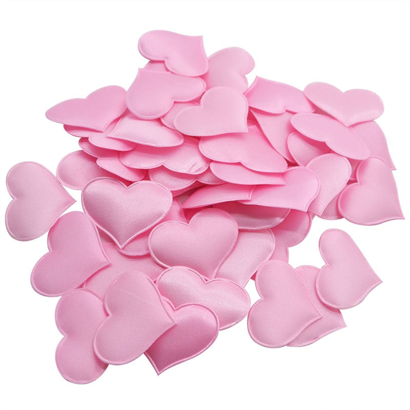 50 Pcs 32mm Romantic Sponge Satin Fabric Heart Petals Wedding Confetti Table Bed Heart Petals Wedding Valentine Decoration