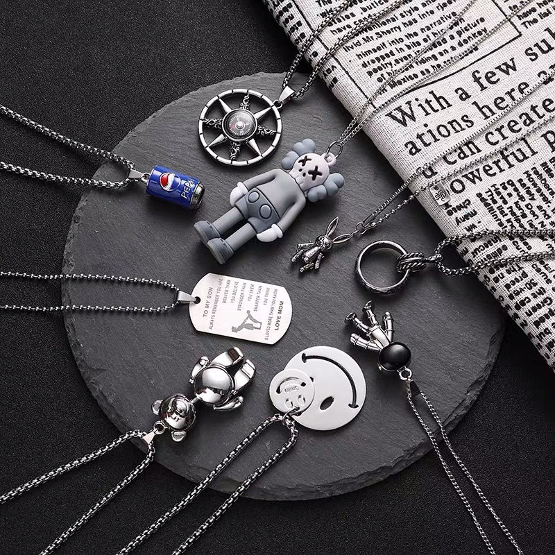 New Hip-Hop Accessories Sweater Chain Military Titanium Steel Necklace Men's Jewelry