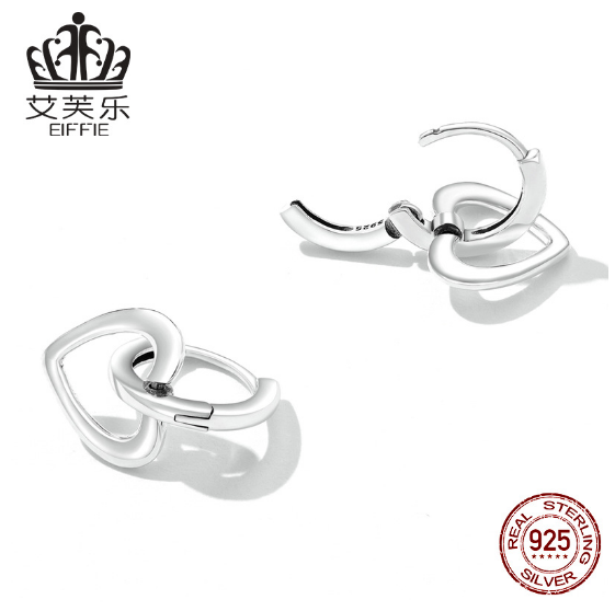 Chic Avelle Original S925 Sterling Silver Love Ear Buckles - Fashionable Hollow Heart-Shaped Ear Studs for All Occasions