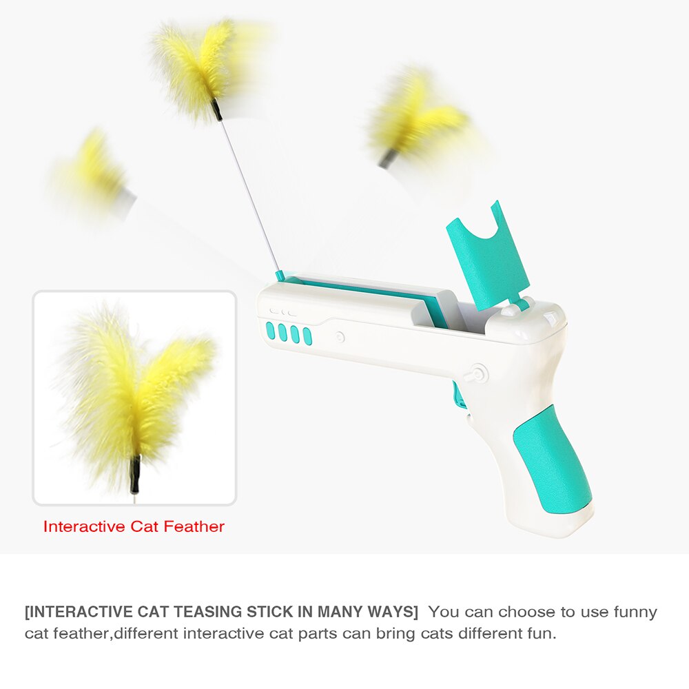 Funny Interactive Cat Toy With Feather&Ball Original Cat Stick Gun for Kittens Puppies Small Dogs Pet Products